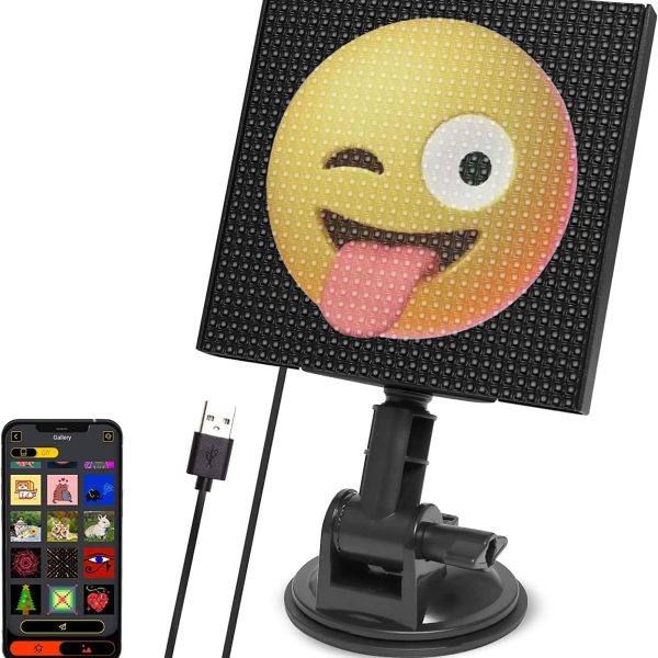 pixo-programmable-led-pixel-display-screen-with-bluetooth-app-control-custom-text-custom-animations-for-car-windshield-home-decor-13x13cm